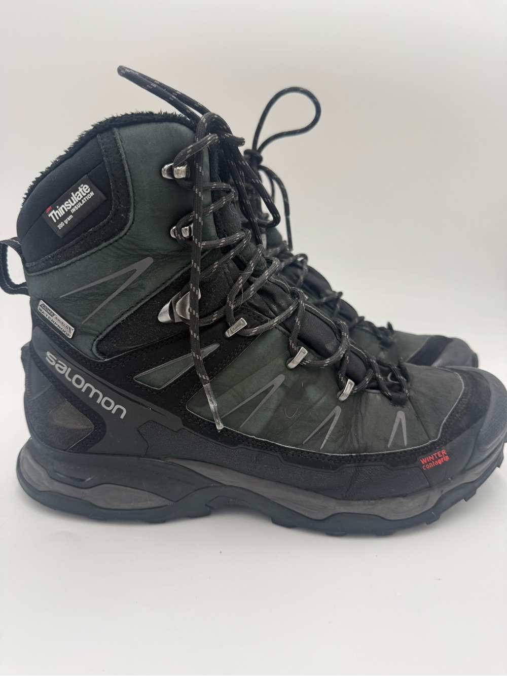 Salomon Insulated Winter Boots Mens 10 Waterproof Thinsulate Contagrip